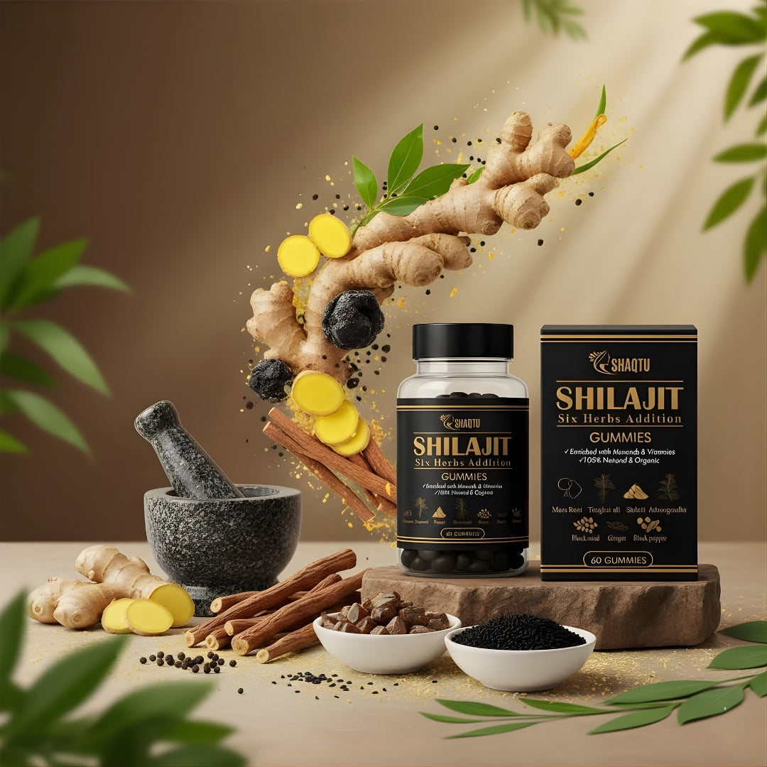ShilaGums - 100% Pure Himalayan Shilajit Gummies with Six Herbs | 60 Count